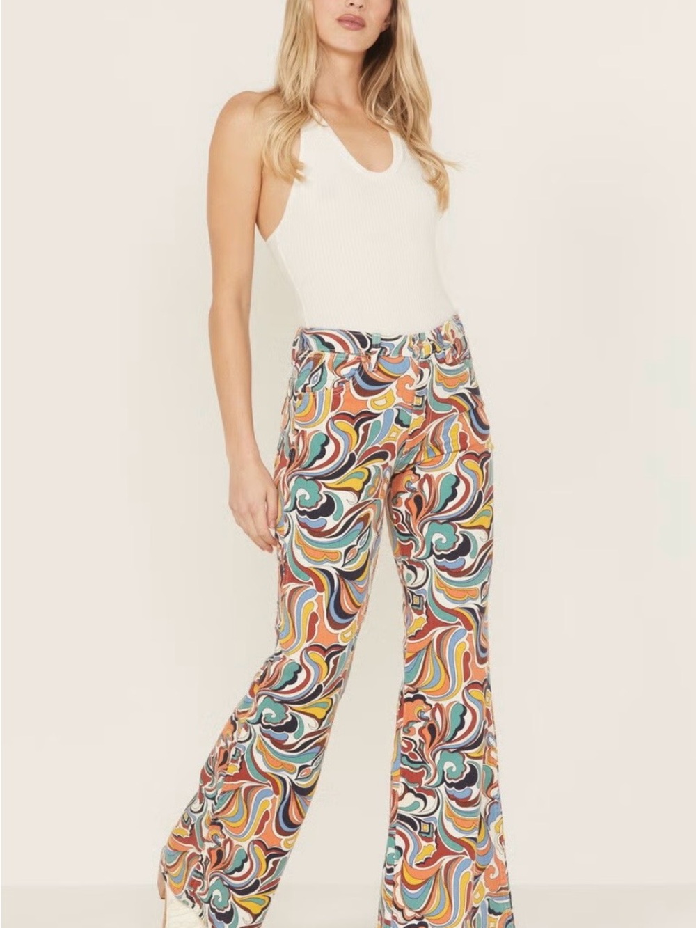 Wrangler Women's Latigo Printed High Rise Heritage Flare Jeans